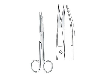 Ножницы хирургические, изогнутые, остроконечные, 14,5 см KLS Martin, Германия