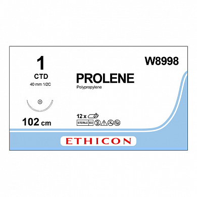 Шовный материал ПРОЛЕН 1, 100 см, синий Этигард тупая 40 мм, 1/2 Ethicon