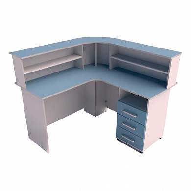 Пост медсестры 1-тумбовый тумба 3-ящиками с нишей СТПМ 1 1300х1300х1100мм