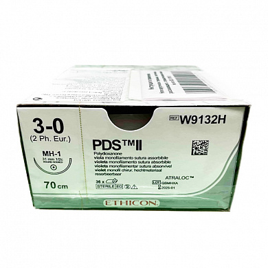 Шовный материал ПДС II 3/0. 70 см. фиолет. Кол. 31 мм. 1/2 Ethicon