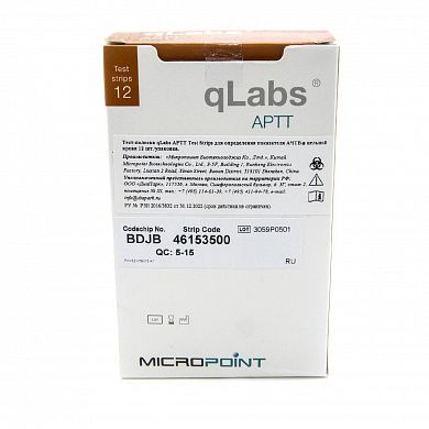 Тест-полоска qLabs АРТТ Test Strip для определения показателей АЧТВ в цельной крови (12 шт/уп)