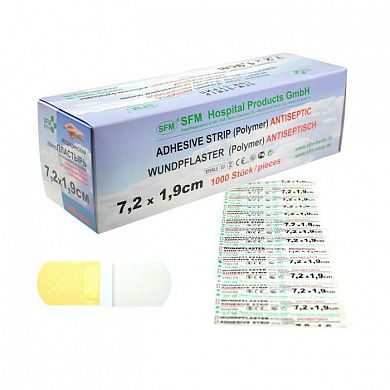 Лейкопластырь бактерицидный SFM-Strip, 7,2 см х 1,9 см №1, полимерная основа, 1000 шт/уп