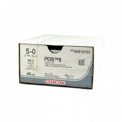 Шовный материал ПДС II 5/0. 45 см. фиолет. Кол. 13 мм. 1/2 Ethicon