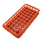 Штатив пластиковый на 50 отверстий для пробирок D 10-18 мм, оранжевый, АБС-пластик