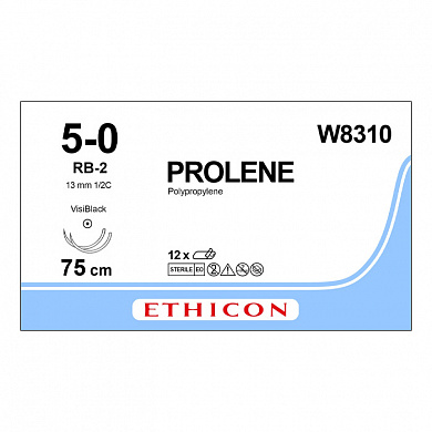 Шовный материал ПРОЛЕН 5/0, 75 см, синий Кол.Визи Блэк 13 мм х 2, 1/2 Ethicon